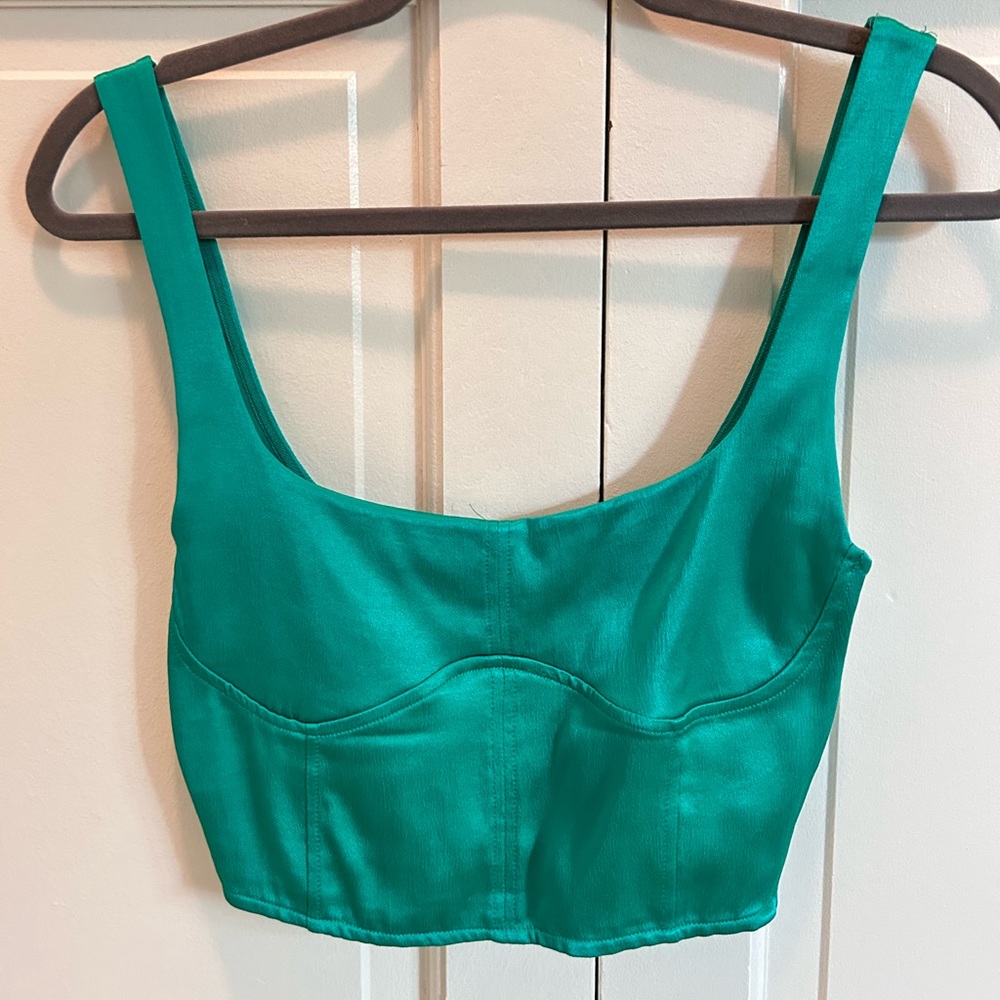 satan effect top turquoise green zara going out top size small
